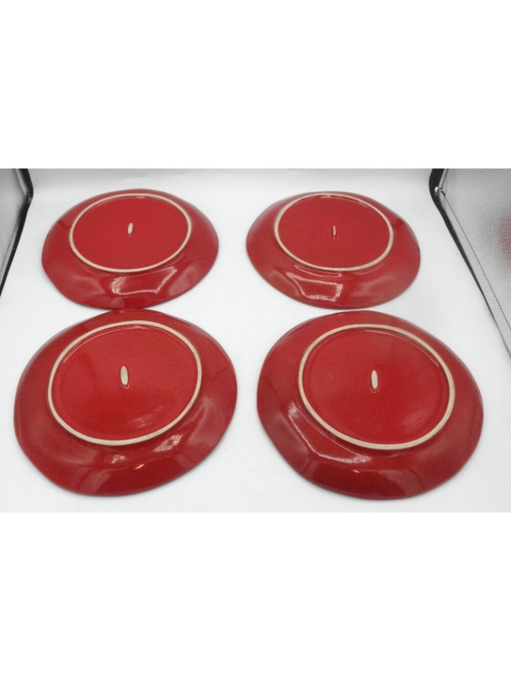 Waechtersbach FreeStyle 8.5 In. Red Salad Plates Freeform Organic Edge Set of 4 - Picture 2 of 6